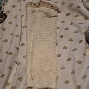 Cream Ribbed Leg Warmers